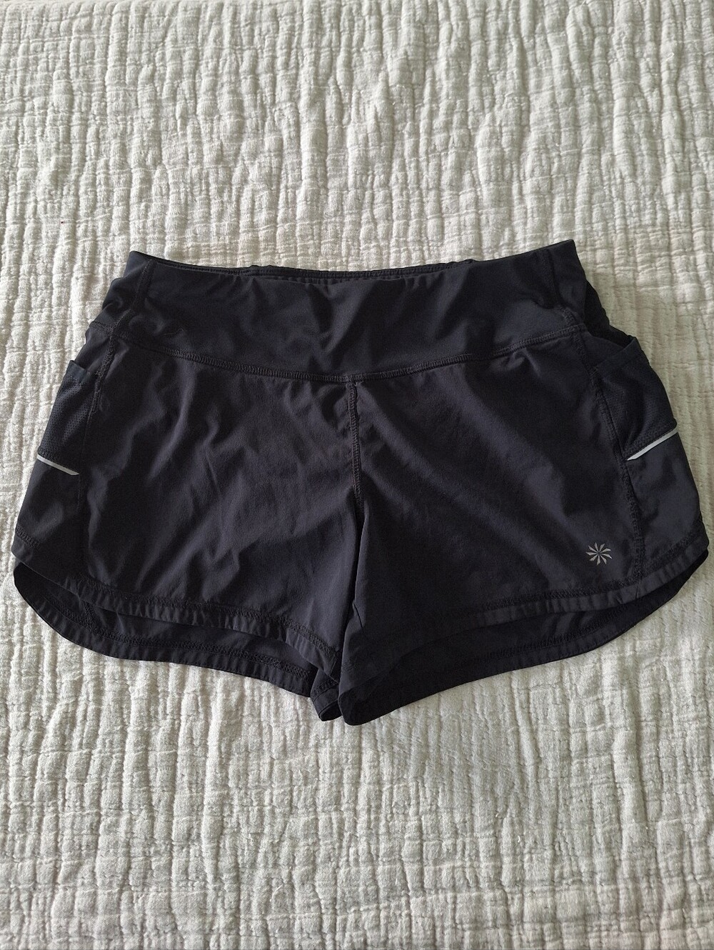 Athleta Black Women's Athletic Shorts with Subtle Reflective Detail